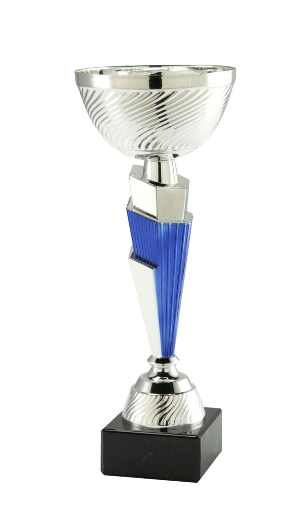 Economy trofee kelk blok zilver/blauw