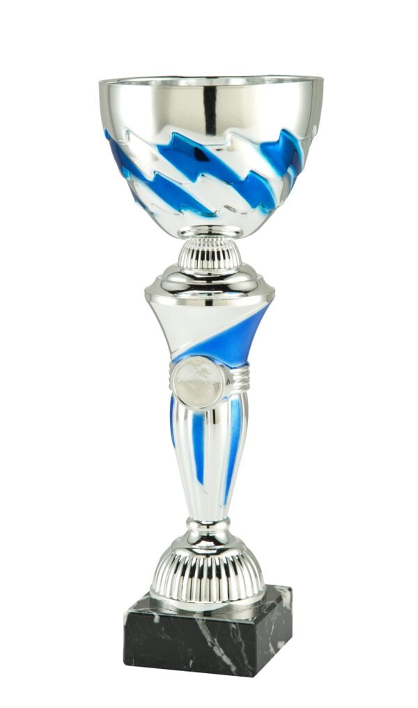 Economy trofee kelk vlam zilver/blauw