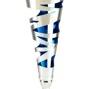 Medium trofee zilver/blauw vaas