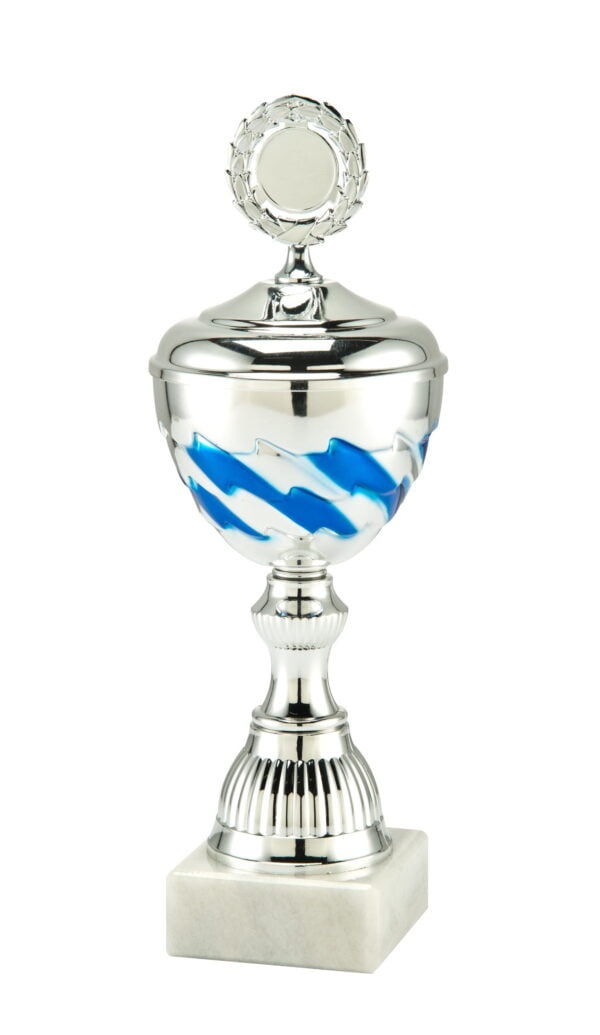 Medium trofee zilver/blauw vlam klein